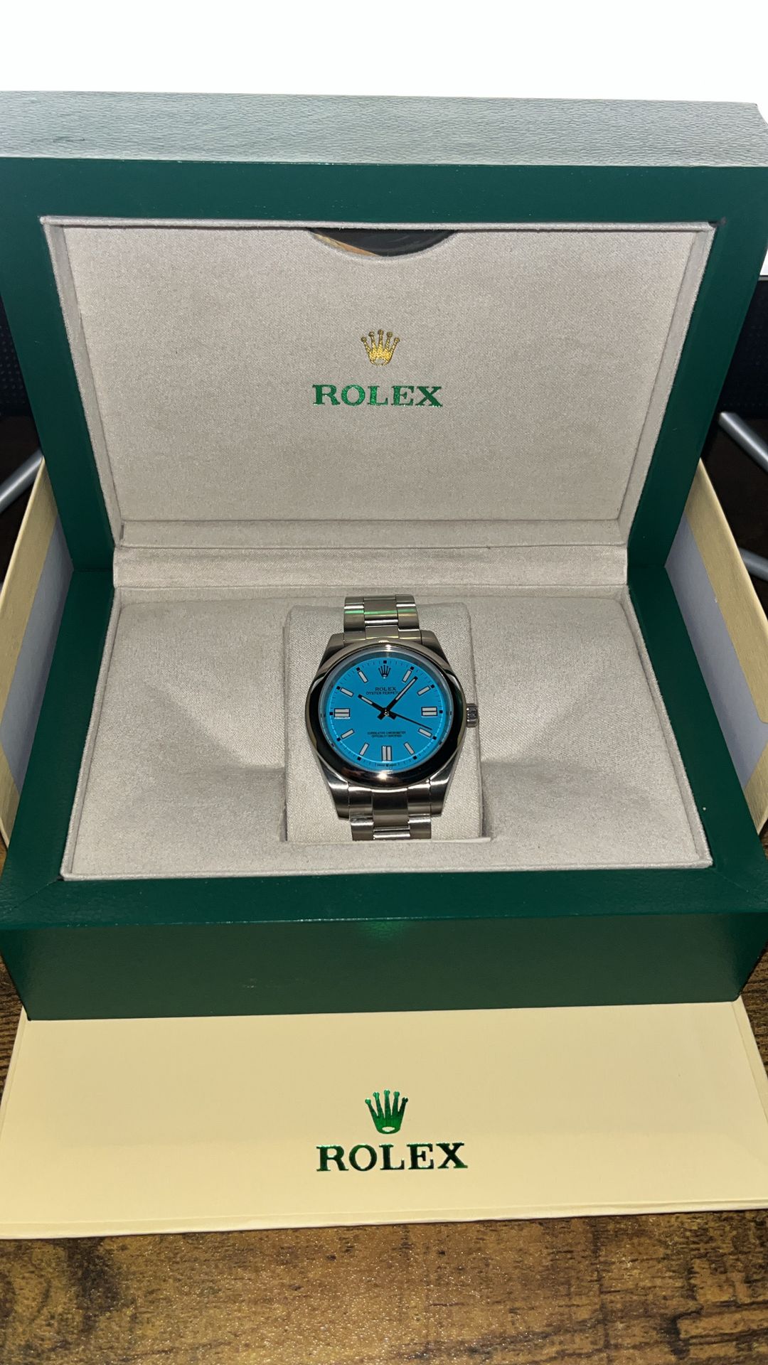 Rolex Perpetual Oyster Turquoise dial