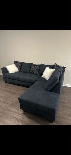 Navy Blue Fabric Sectional Sofa