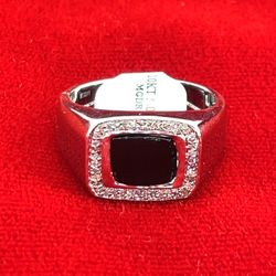 10KT White Gold Diamond Onyx Ring 5.00g .17CTW Size 10 180834/6