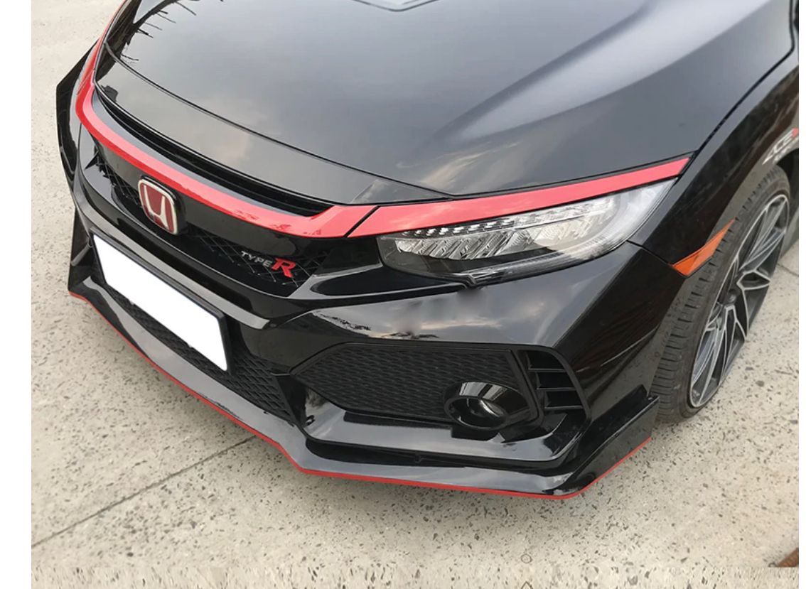 2016-2021 Honda Civic Type R Style Red 3Pc Grille Trim ABS