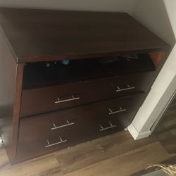 Very Large Wood Dresser With Three Drawers .
