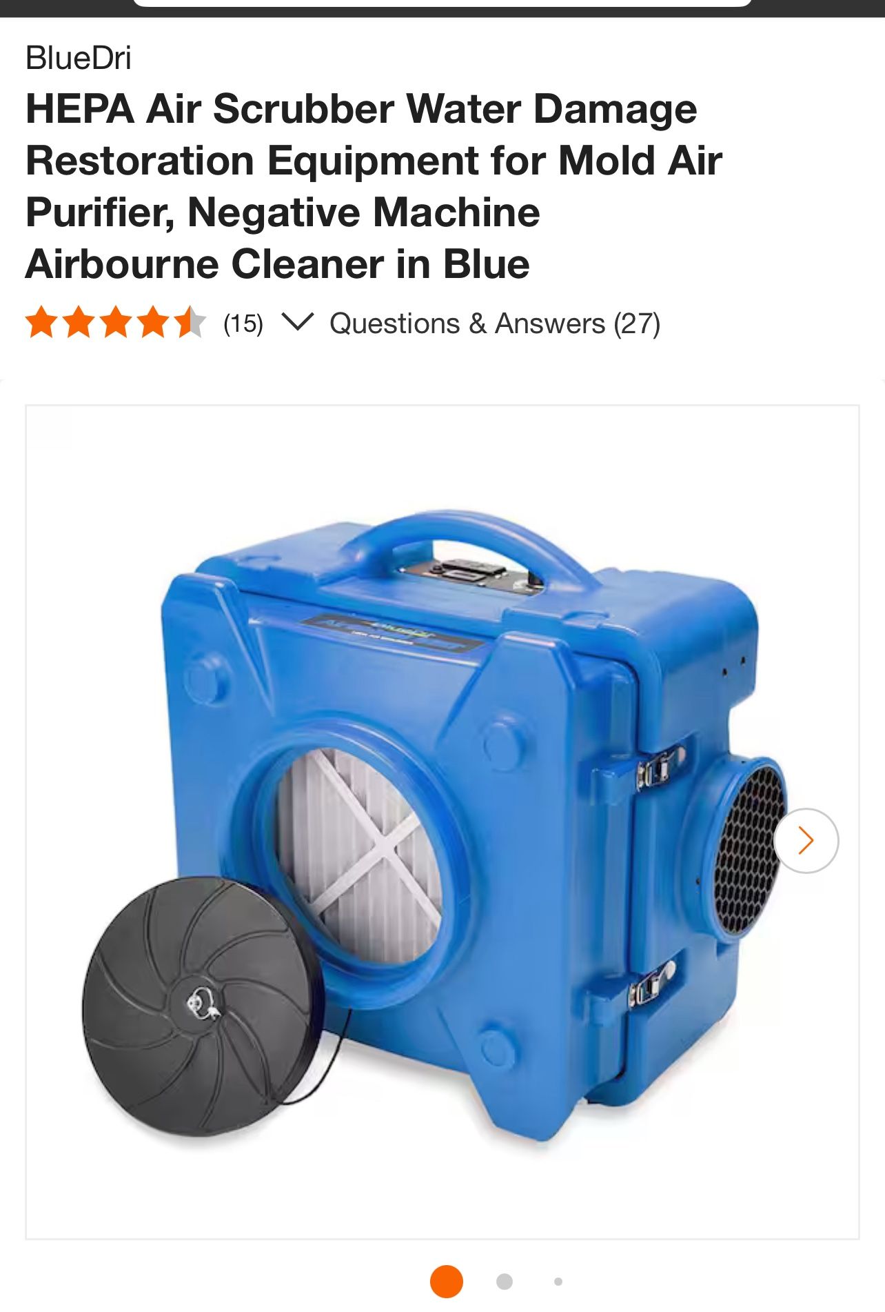 New BlueDri HEPA Air Scrubber Cleaner Purifier