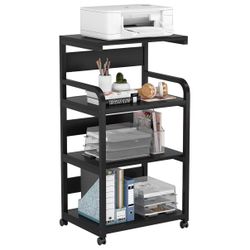*USED* 4-Shelf Mobile Printer Stand with Storage Shelves, Large Modern Printer Cart