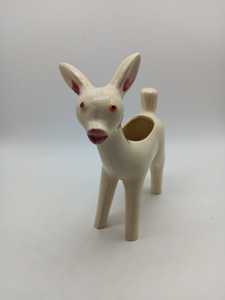 VTG 50s MCM Shawnee Pottery Green Deer Fawn Figurine Planter Vase Japan