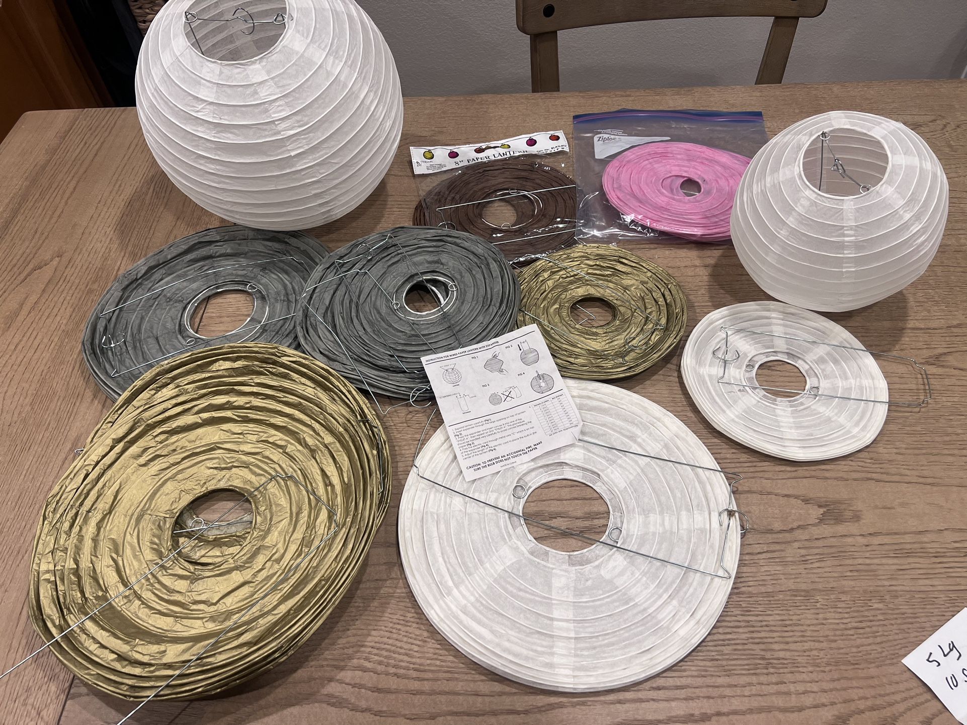 Party Paper Lanterns – 5 Large, 10 Small