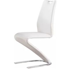 Z Shape White Pu Leather Set of 2 Accent Chairs
