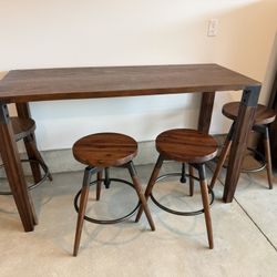 Bar Table, 4 Adjustable Stools