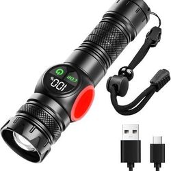 new S6000 Pro Rechargeable Flashlight High Lumens, 100% Brighter, Power Display & Magnetic Base, 9 Modes, Built-in 3000mAh Battery, Power Bank, Zoomab