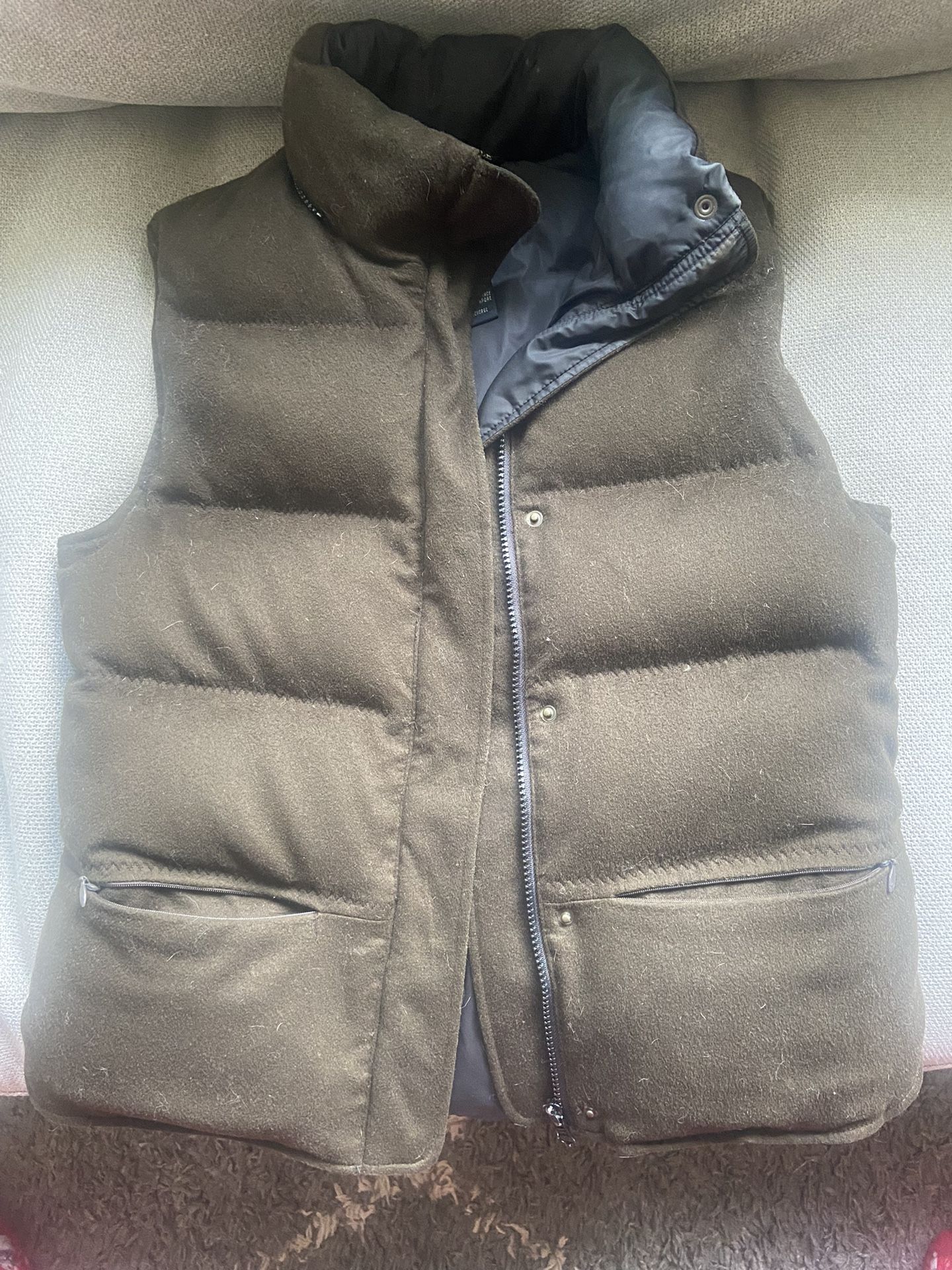 Faconnable Wool Puffer Vest Brown Size XS