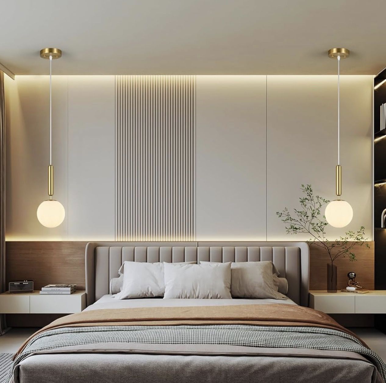 Set of 2 Elegant Gold Pendant Lights