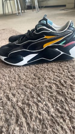 PUMA RS-X Men’s Low Top Leather Lace-Up Colorblock Sneakers Black/White Size 10