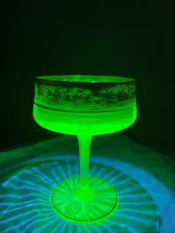 Uranium gold trim coupe glass - 8 glasses
