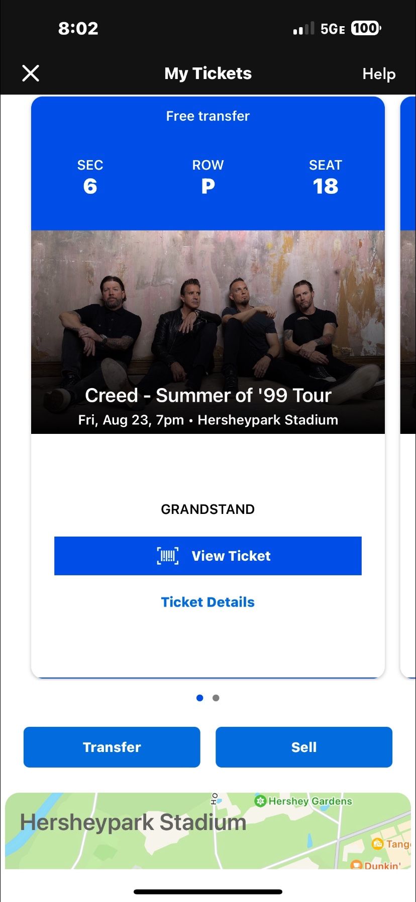 2 Creed Hersheypark, PA 8/23 Tickets