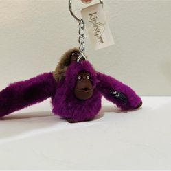 Kipling Small Baby Monkey Keychain - purple
