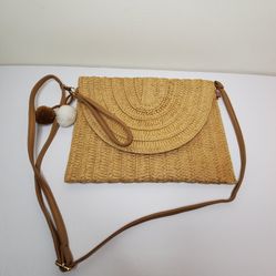 Minimalist Ladies Crossbody Wristlet Straw Bag 
