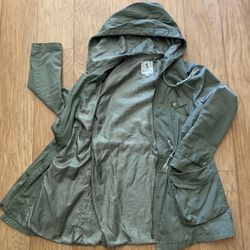 [Like New] Drawstring Moss Green Jacket With Hoodie