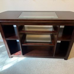 Dark Wood Console / Sofa Table with Glass Inset