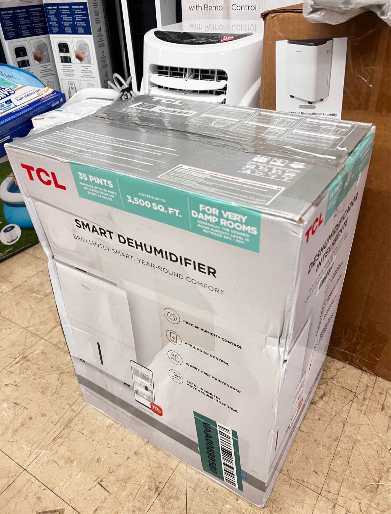 35 Pint Smart Dehumidifier, 3,500 sq. ft., White, New in Box