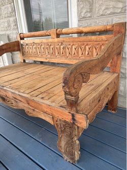 Carved all wood bench/bed