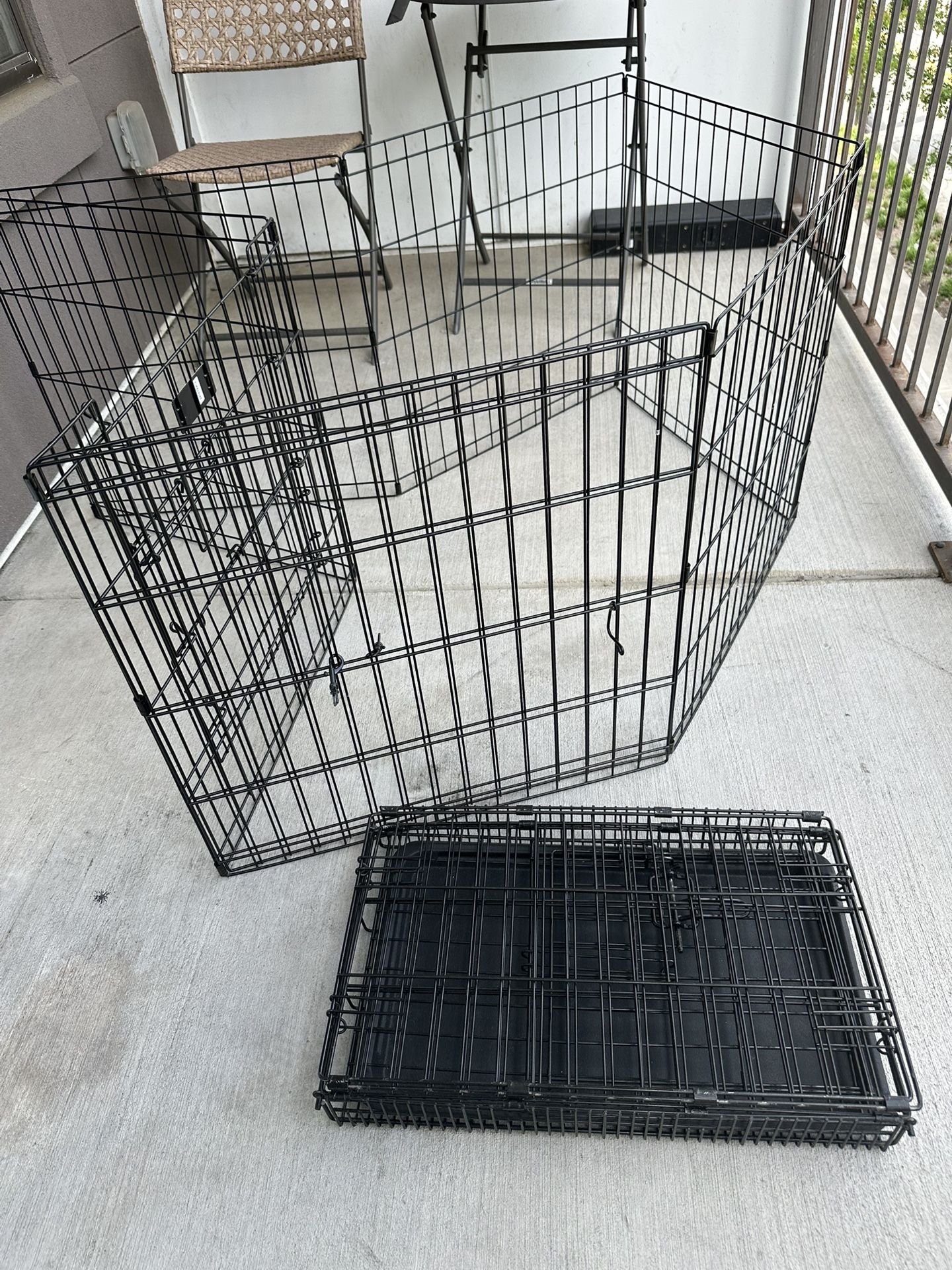 Small dog cage and medium dog gate