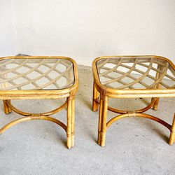 A Pair of Bamboo End Tables
