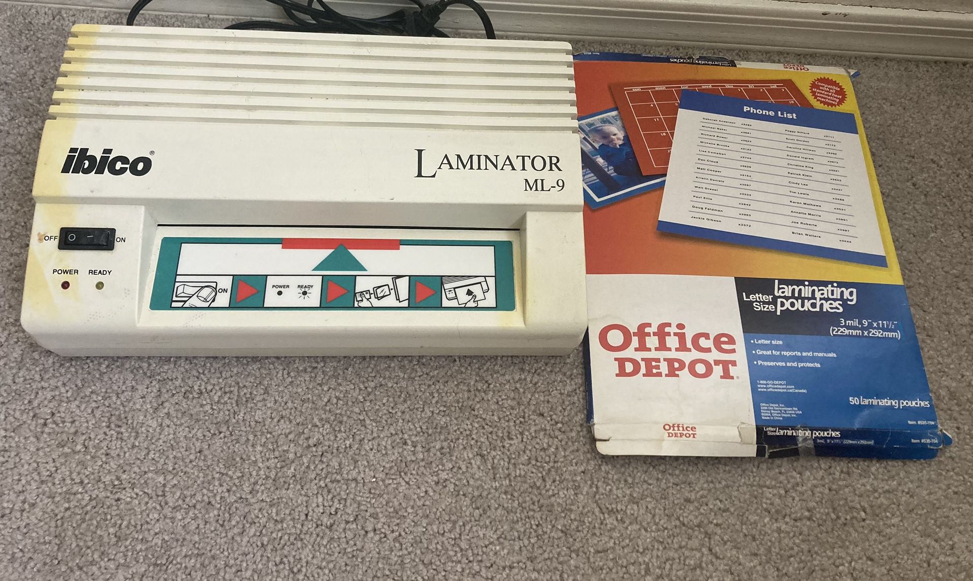Ibico Laminator And Letter Size Laminating Pouches
