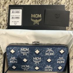 MCM Authentic Long Denim Wallet 