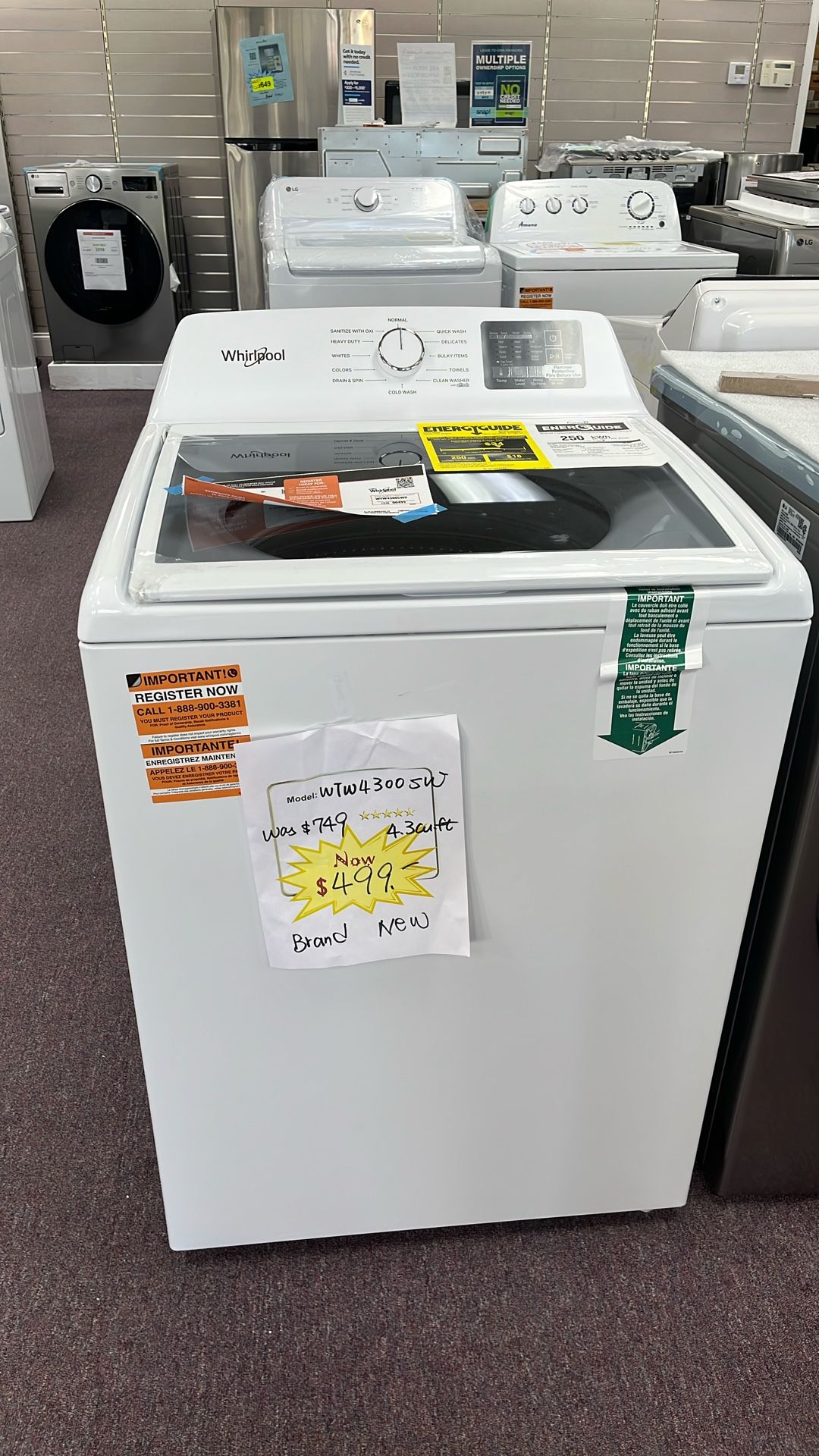 Washer Top Load New Open Box