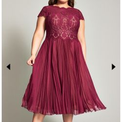 New wTags  Tadashi Shoji Women's Drusa Chiffon Lace Tea-Length Dress