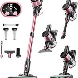 Cordless Vacuum Cleaner, 8 in 1 Powerful Suction Lightweight Vacuum Cleaner for Home, LED Display, 3 Suction Modes, 45Mins Detachable Battery Vacuum f