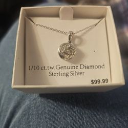 STERLING SILVER DIAMOND NECKLACE BRAND NEW