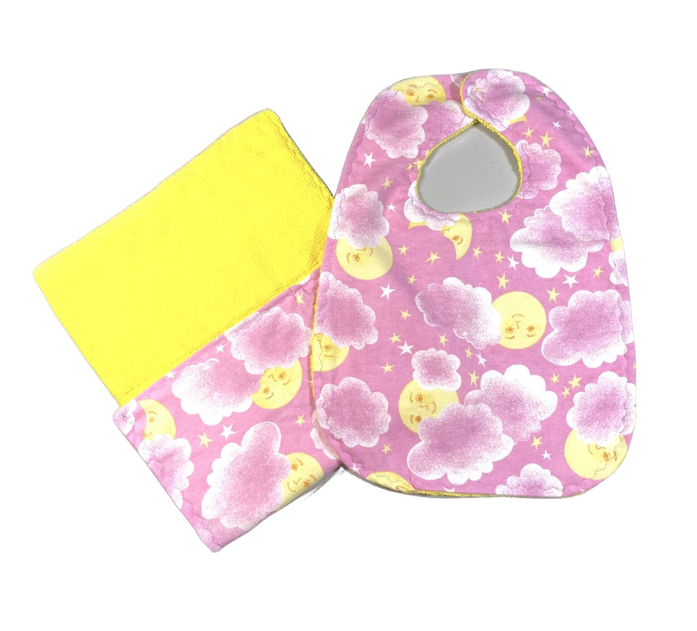 Goodnight baby bib With matching burp Cloth