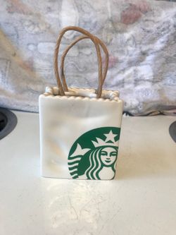 Starbucks Ceramic Tote Bag Ornament/ Gift Card Holder