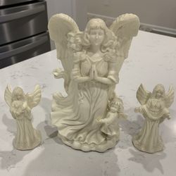 Angel Candle Holder PartyLite… 2 Angel Bell Statues… Super Cute… Excellent Condition… Includes All 3.. 