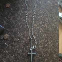Sterling Silver Jesus Chain With Small Diamond