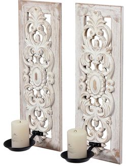 Carving Wall Candle Sconces Set of Two
