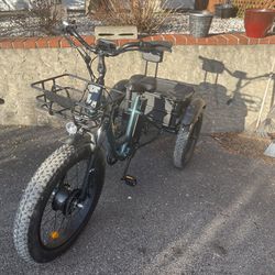Electric Bicycle Three Wheel For Sale, Barely Used Too Fast For The Older Men That Owns It