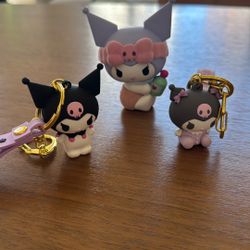 Sanrio Kuromi Key Chains + Figurine