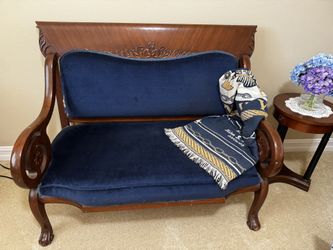 Vintage Victorian-Style Carved Wood Loveseat and Armchair Set
