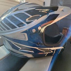 Bell Exodus Full Face Bike Helmet With Chin Clip Blue Black White Size Medium