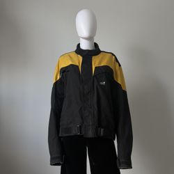 Vintage Cortech by Tour Master Black & Yellow Motorcycle Jacket w/ Elbow Pads - Size M