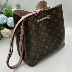 LOUIS VUITTON NOE OLD FLOWER COATED CANVAS COWHIDE BUCKET BAG SINGLE SHOULDER HANDBAG WOMEN'S BROWN（139）44