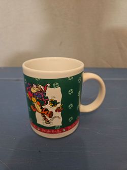 Vtg Disney Winnie the Pooh & Tigger Christmas Jingle Bells Mug