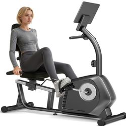 Recumbent Exercise Bike, Stationary Bikes for Home with Adjustable Seat, 16-Level Magnetic Resistance Recumbent Exercise Bike for Home Gym Cardio Work