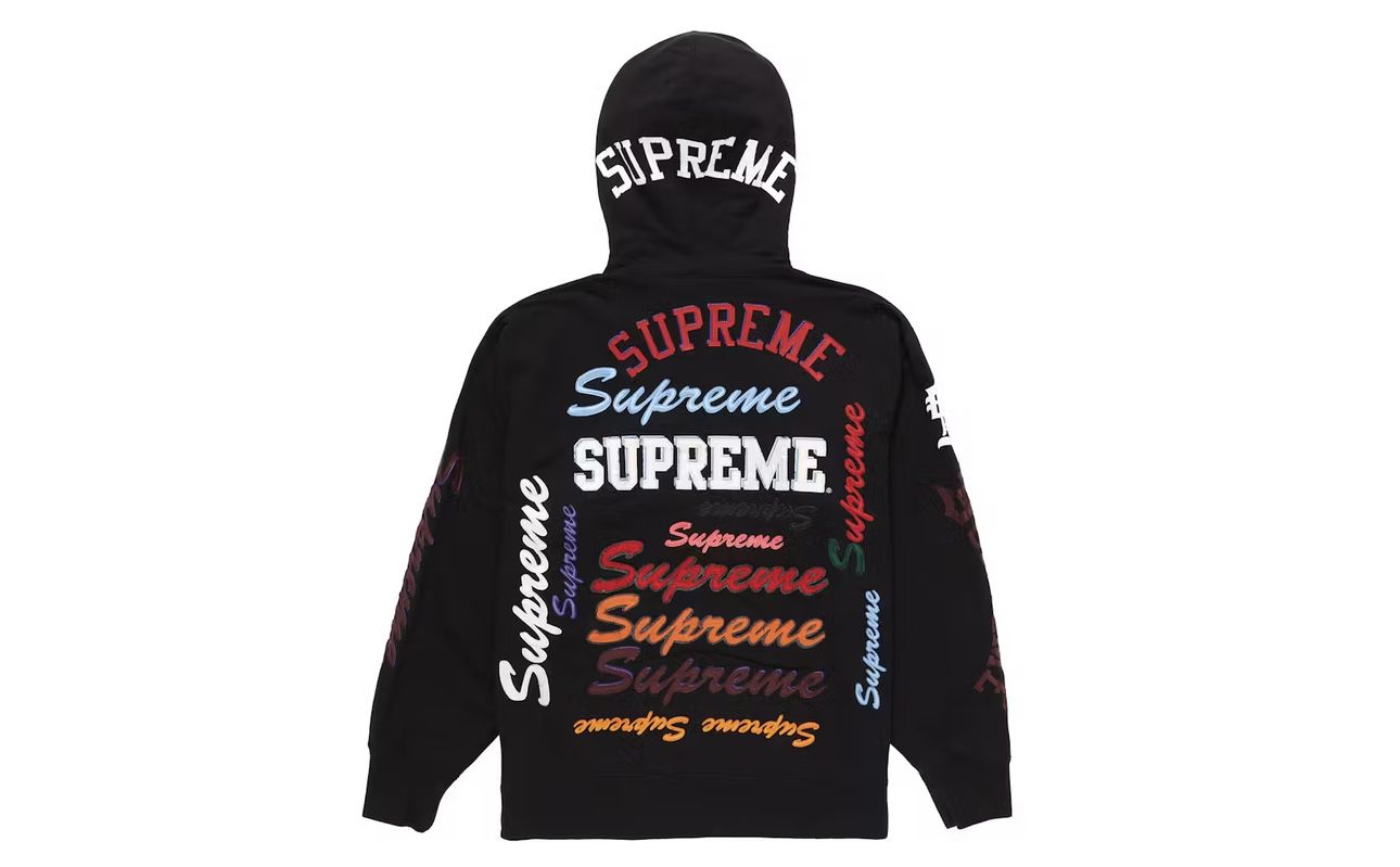 Black Supreme Multi Logo Hooded Sweatshirt Large