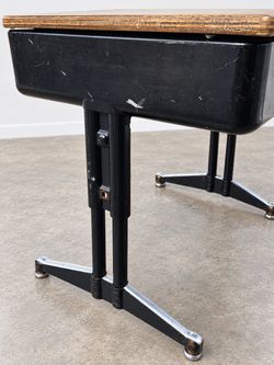 Vintage Industrial School Desk / Lift-Top Storage Table – $40