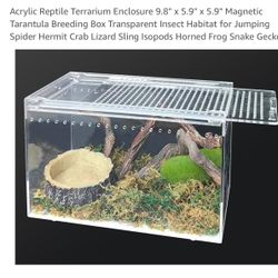 Acrylic Reptile Terrarium Enclosure 9.8" x 5.9" x 5.9" Magnetic Tarantula Breeding Box Transparent Insect Habitat for Jumping Spider Hermit Crab Lizar