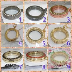 Floating Lockets Round, Apple, Heart Assorted (10) pcs