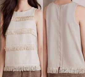 Sunday in Brooklyn Shimmering Gold Front Fringe Top - Size Small