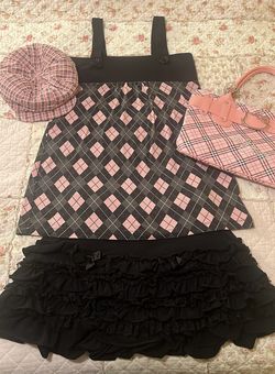 girly Y2K argyle plaid outfit bundle 4pcs 